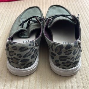 Green corduroy hey dude shoes